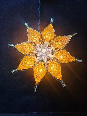 Vintage The Trimmery 10 Light Tree Top 8 inch Amber Star 80s In Original Box